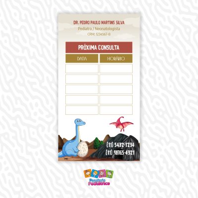 Cartão de Agendamento Dinossauros